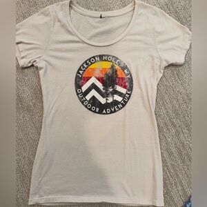 Women's Jackson Hole Wyoming Outdoor Adventure Graphic Tee - Size Large